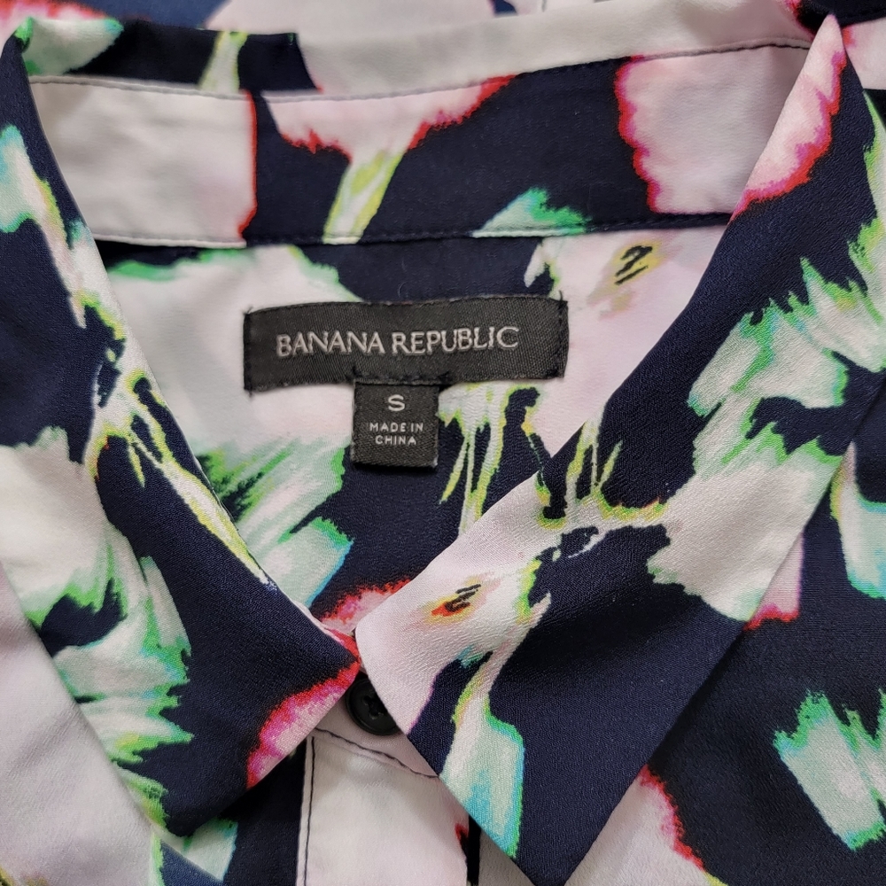 Banana Republic Floral Ruffle Button Shirt Dress Size Small - Picture 11 of 13